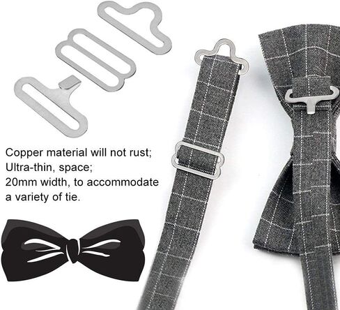 50 Set 3/4" Bow Tie Hardware Sets Adjustable Ss Necktie Hook Bow Tie or Cravat Clips Fastenings Fasteners to Make Adjustable Ss on Bow Ties/Neckties (White) in Saudi Arabia