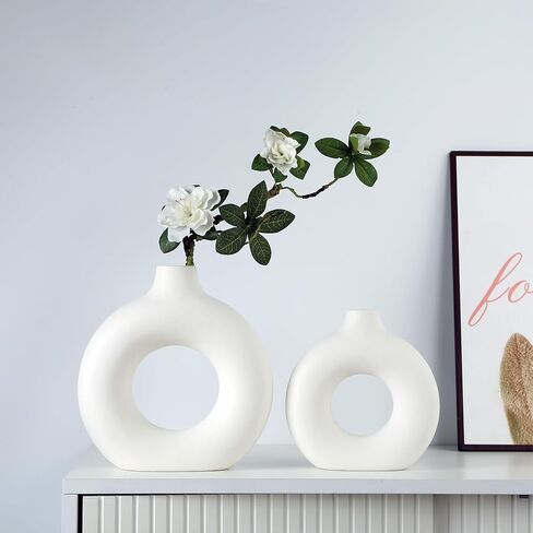 Modern Farmhouse Home Decor Small Vase Set, Ceramic Vase Home Decor, Bohemian Decorative Vase, Neutral Decorative Vase Pampas Grass and Dried Flowers, Living Room, Dining Table Decorative Flower Vase in Saudi Arabia