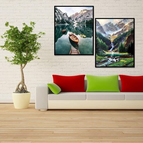 Mowana Paint by Numbers Kit for Adults, 2 Pack Scenery Adult Paint by Number Kits on Canvas Painting by Numbers for Adults Kit Oil Painting for Gift and Home Wall Decor 16x20inch in Saudi Arabia
