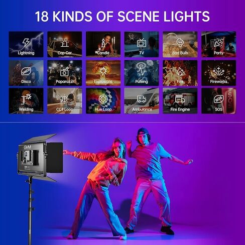 ضوء فيديو GVM 1500D RGB LED مع صندوق سوفت بوكس، مجموعة إضاءة فيديو 75 وات مع تحكم بلوتوث، ضوء لوحة LED للتصوير الفوتوغرافي، استوديو يوتيوب، تصوير الفيديو، 18 وضع مشهد، عبوتان (1500d-2l-kit) in Saudi Arabia