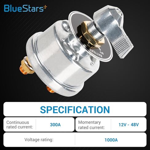 BlueStars Master Battery Disconnect Switch 12-48V 300A DC Continuous ON/Off Aluminium Housing Battery Disconnect Master Used for RV, Marine, Car, Boat, Truck, SUV, Ship, Yacht Batteries and Others in Saudi Arabia