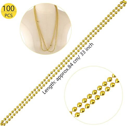 100 قطعة 33 بوصة ذهبي معدني مطرز القلائد السائبة ماردي غرا القلائد القلائد المستديرة مطرز للحزب زي الخرز القلائد in Kuwait