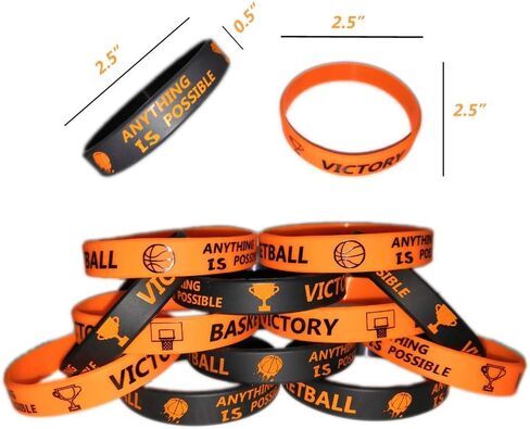 48 قطعة من سوار معصم السيليكون التحفيزي لكرة السلة للأطفال المراهقين - مطاط السيليكون المخصص - هدايا رياضية - هدايا ومستلزمات الحفلات - الكرنفال/الأحداث/الهدايا/الجوائز in Kuwait