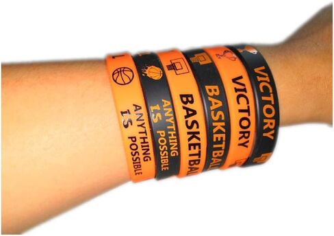 48 قطعة من سوار معصم السيليكون التحفيزي لكرة السلة للأطفال المراهقين - مطاط السيليكون المخصص - هدايا رياضية - هدايا ومستلزمات الحفلات - الكرنفال/الأحداث/الهدايا/الجوائز in Kuwait