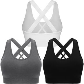 Sports Bras for Women Padded High Impact Seamless Criss Cross Back Workout Tops Gym Activewear Bra
