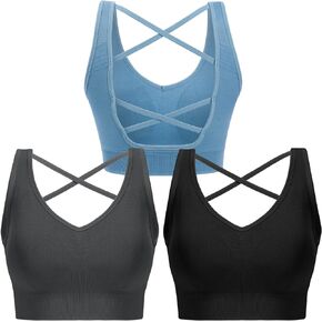 Sports Bras for Women Padded High Impact Seamless Criss Cross Back Workout Tops Gym Activewear Bra