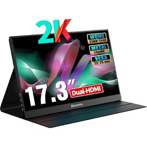 Bimawen 17.3 inch 2K Portable Monitor IPS 2560x1440 100% sRGB HDR FHD FreeSync,Dual HDMI USB Type-C Monitor,PS4/Switch/PC/Mac/Compatible,Built-in Speaker (1440p) in Saudi Arabia