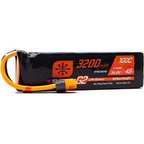 Spektrum 14.8V 3200mAh 4S 100C Smart G2 LiPo Battery: IC3, SPMX324S100,Multi