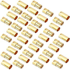 20 Pairs Gold-Plated 6.5mm Banana Plug Bullet Male Female Connector Adapter for RC ESC Motor Lipo Battery