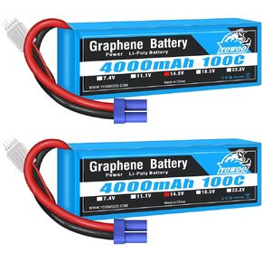 YOWOO 2 Packs 4S 14.8V 4000mAh 100C Graphene Battery with EC5 Plug RC Battery for RC Evader BX Car Truggy Truck Multirotors Hexacopter Octacopters Airplane UAV Drone FPV Hobby