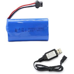 fisca 7.4V 1500mAh Spare Rechargeable Li-ion High-Capacity Battery Pack with USB Charger 1/18 RC M1A2 Tank in Kuwait