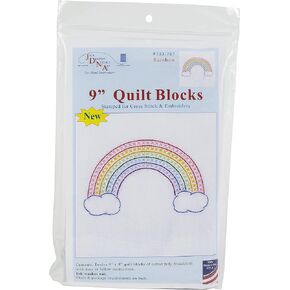Jack Dempsey Rainbow Quilt Blocks, White