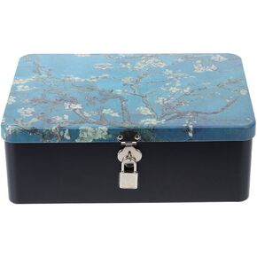 Cabilock Box Box Vintage Storage Box Desktop Organizer Tin Case Desk Organizer Storage Case Treasure Chest Tinplate Rectangle