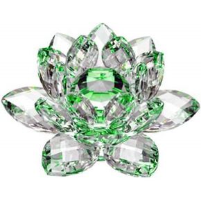 Amlong Crystal Hue Reflection Lotus Flower with Gift Box, 3 inch, Green