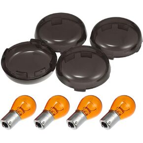 X AUTOHAUX Red for Harley Turn Signal Lens Lense Kit with 1156 1157 Bulbs for Harley Davidson Touring Softail Dyna Sportsters 2002-2013 Amber Color Light