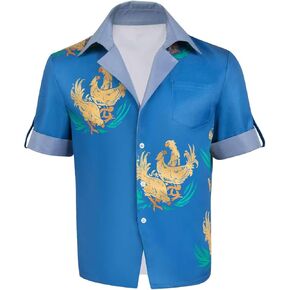 Mens Cosplay Costume Adult Birds Printed Beach Shirt Outfit for Halloween Outfits