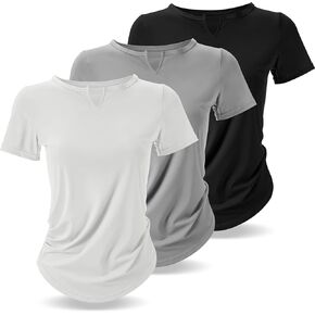 3 Pcs Women's Workout Shirts V Neck Quick Dry T Shirt Lightweight Short Sleeve for Yoga Gym Running Athletic