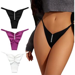 chahoo Sexy G String Thong for Women Low Rise Underwear Cotton Thongs Ladies T Back Bikini Panties Set Gift for Women 5 Pack