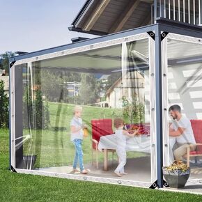 Clear-Tarps-Heavy-Duty-Waterproof-3x3FT, Transparent Waterproof Tarp with Grommets 15.74 Mil Garden Rainproof Covering for Patio Enclosure Camping Outdoor Tent Cover Porch Canopy