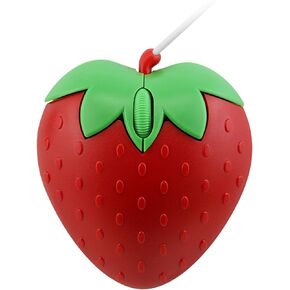 USB Wired Mouse, Cute Fruit Strawberry Shape Wired Mouse Portable Optical Mice Cartoon Computer Mouse 3 Buttons for Laptop Desktop PC Notebook (Strawberry,Red), CCCM0221-R
