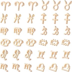 PH PandaHall 48pcs Zodiac Signs Charm Golden Constellation Charms 9.5~14mm Astrology Horoscope Pendants Alloy Zodiac Theme Charms for DIY Birthday Valentine's Day Necklace Bracelet Jewelry Making