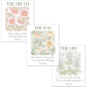 HoneyKICK Christian Wall Art Set of 3 Posters, The Way, Truth, Life, Scripture Wall Art & Christian Décor, 11 x 14 Inches Unframed, Cardstock Paper