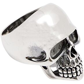 Biker Ring 925 Sterling Silver CHUNKY Heavy Skeleton Skull Rings for Men, Skull Gothic Punk Biker Ring Size: 8, 9, 10, 11, 12, 13, 14