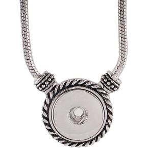 Snap Jewelry Toggle Necklace Silver Plated Length 20" fits 18-20mm Standard Size Ginger Charms My Prime Gifts