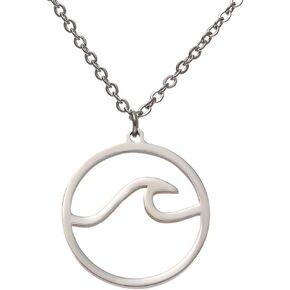 Jude Jewelers Stainless Steel Sea Ocean Wave Statement Collar Holiday Vacation Pendant Necklace