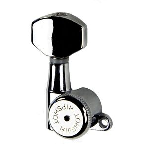 Hipshot Grip-Lock 6 inline Enclosed 21mm Post Locking Tuners - Chrome - Non-Staggered