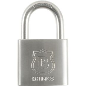 BRINKS - 37mm Commercial Solid Stainless Steel Keyed Padlock - Stainless Steel Body with Stainless Steel Shackle, Silver