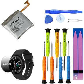 for EB-BR890ABY Replacement Battery with Watch Protector (Upgraded) for Samsung Galaxy Watch4 Classic SM-R890 SM-R895 (46mm)/Galaxy Watch4 SM-R870 SM-R875 SM-R875U (44mm) Battery and Tool Kits