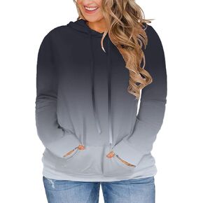 VISLILY Women-Plus-Size-Hoodies-Sweatshirts Color Block Tops with Pockets XL-4XL in Saudi Arabia