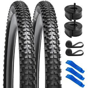 YUNSCM 29" Bike Tires 29x2.25/57-622 120TPI and 29" Bike Tubes Schrader Valve with 2 Rim Strips Compatible with Mountain Bike 29 x 2.25 29x2.20 29x2.30 29x2.35 Bicycle Tires and Tubes (W-3124)