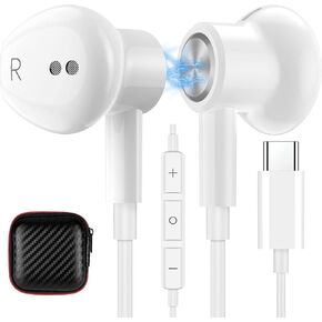 USB C Headphones for iPhone 15 Pro Max Galaxy S20 FE S23 Noise Canceling Type C Earphone Magnetic Wired in Ear Headphone with Mic Stereo Earbuds for Samsung S21 S22 A53 A54 Z Flip 5 Pixel 6 7 6a 7a 8