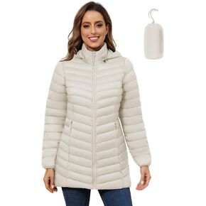ROYAL MATRIX Women's Packable Puffer Coat - Lightweight Puffer Jacket Winter Warm Long Puffer Coat with Detachable Hood in Saudi Arabia