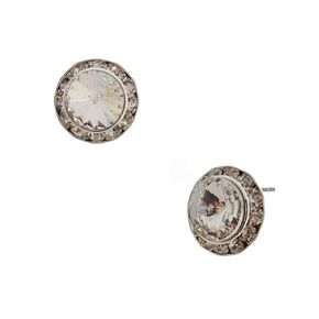 Silver Plating Element Crystal 15mm Rondelle Circle Round Stud Earring