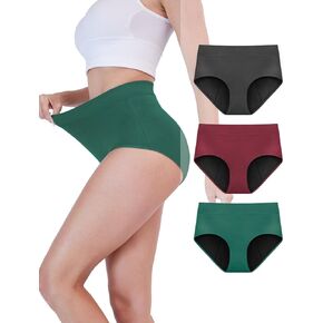 TIICHOO Period Underwear for Women Heavy Flow Extra High Waisted Period Panties Soft Bamboo Briefs Womens Leakproof Underwear