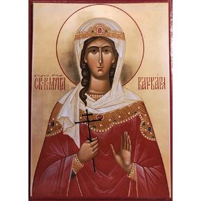 Wooden Greek Orthodox Christian Icon Saint Great Martyr Barbara (4.5" x 6.5")