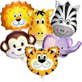 KatchOn, Safari Jungle Animal Balloons - Pack of 6, Safari Animal Balloons | Safari Balloons, Zoo Birthday Party Decorations | Animal Birthday Party Decorations, Wild One Birthday Decorations