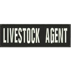 Livestock Agent Embroidery Patches 3x10 Hook on Back Black and White