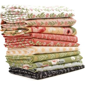 Country Rose Fat Quarter Bundle (10 Pieces) by Lella Boutique for Southern Fabric 18 x 21 inches (45.72 cm x 53.34 cm) Fabric cuts DIY Quilt Fabric