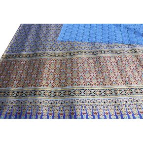 قماش سوخوثاي باتيك بطباعة زهور تايلاندية تقليدية مقاس 70 × 40 بوصة، أزرق in Kuwait