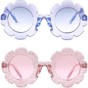 ADEWU Sunglasses for Kids Round Flower Cute Glasses UV 400 Protection Children Girl Boy Gifts