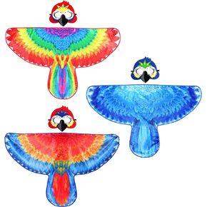 D.Q.Z Bird-Wings-Costumes for Kids with Bird Masks, 3 Pack Eagle Owl Wings for Boys Girls Halloween Dress Up Party Supplies