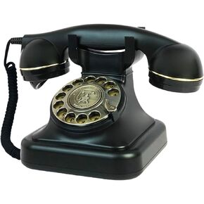 Retro Telephone, TelPal Black Corded Telephone of 1930s, Vintage Landline Home Phone, Decorative Old Fashion House Phone, Wired Analog Phone for Home/Office/Hotel/School