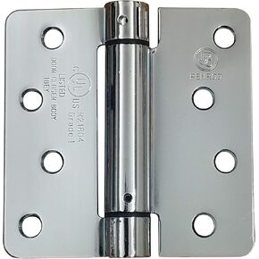 Spring Hinges, Adjustable Self Closing 4 Inch with 1/4 Inch Radius, Polished Chrome 2 Pack