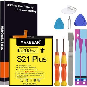 MAXBEAR Galaxy S21 Plus Battery, (Upgraded) 5200mAh 3.85V Li-Polymer Replacement Battery EB-BG996ABY for Samsung Galaxy S21+ S21Plus 5G SM-G996 with Repair Tool Kit