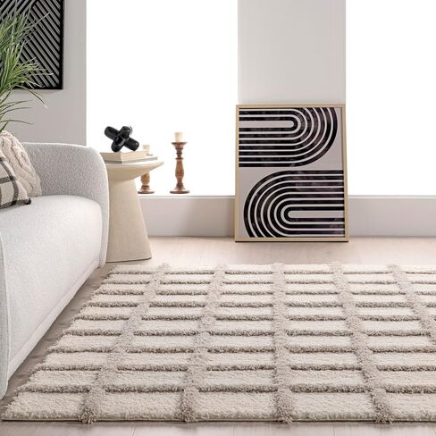 nuLOOM Christabel Checkered High-Low Shag Area Rug, 4x6, Beige in Saudi Arabia