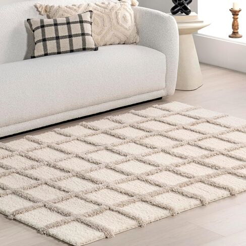nuLOOM Christabel Checkered High-Low Shag Area Rug, 4x6, Beige in Saudi Arabia